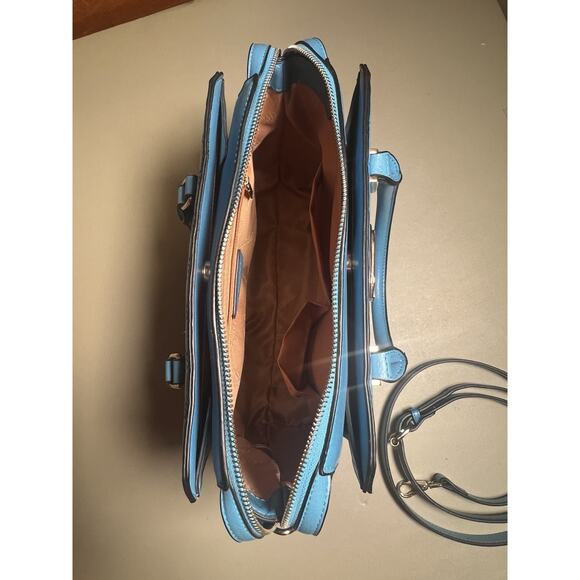 Brangio Italy Millionaire Double Layer Crystal Engraved Matte Satchel Ocean Blue - Picture 8 of 16